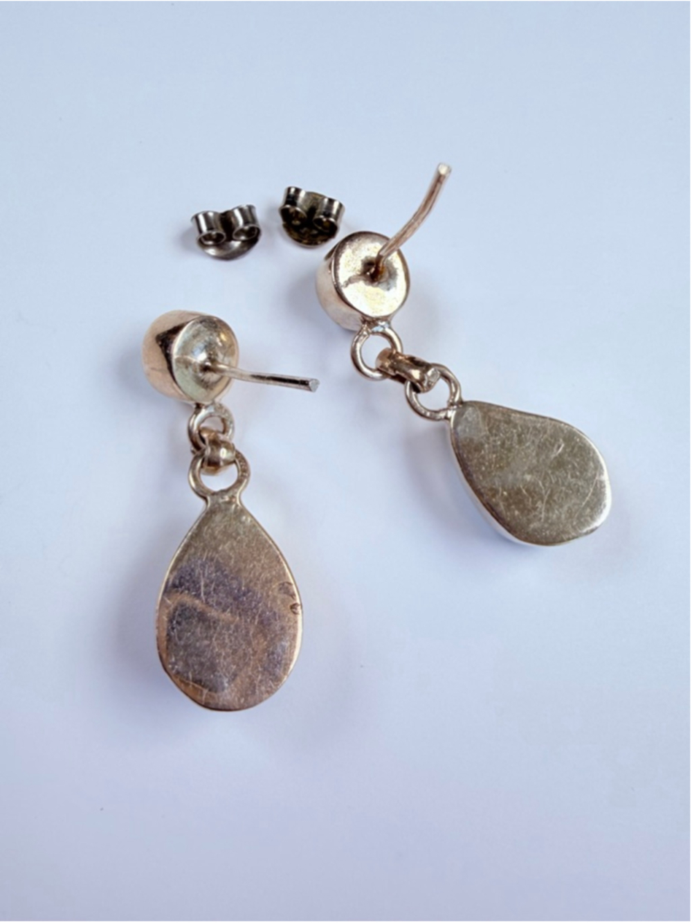 Natural 16.6 CT Larimar Caribbean Blue Sterling Silver 925 Dangle Earrings 1.3" - Picture 7 of 9